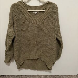 American Eagle Olive Green Women's V-Neck Sweater, Size XS